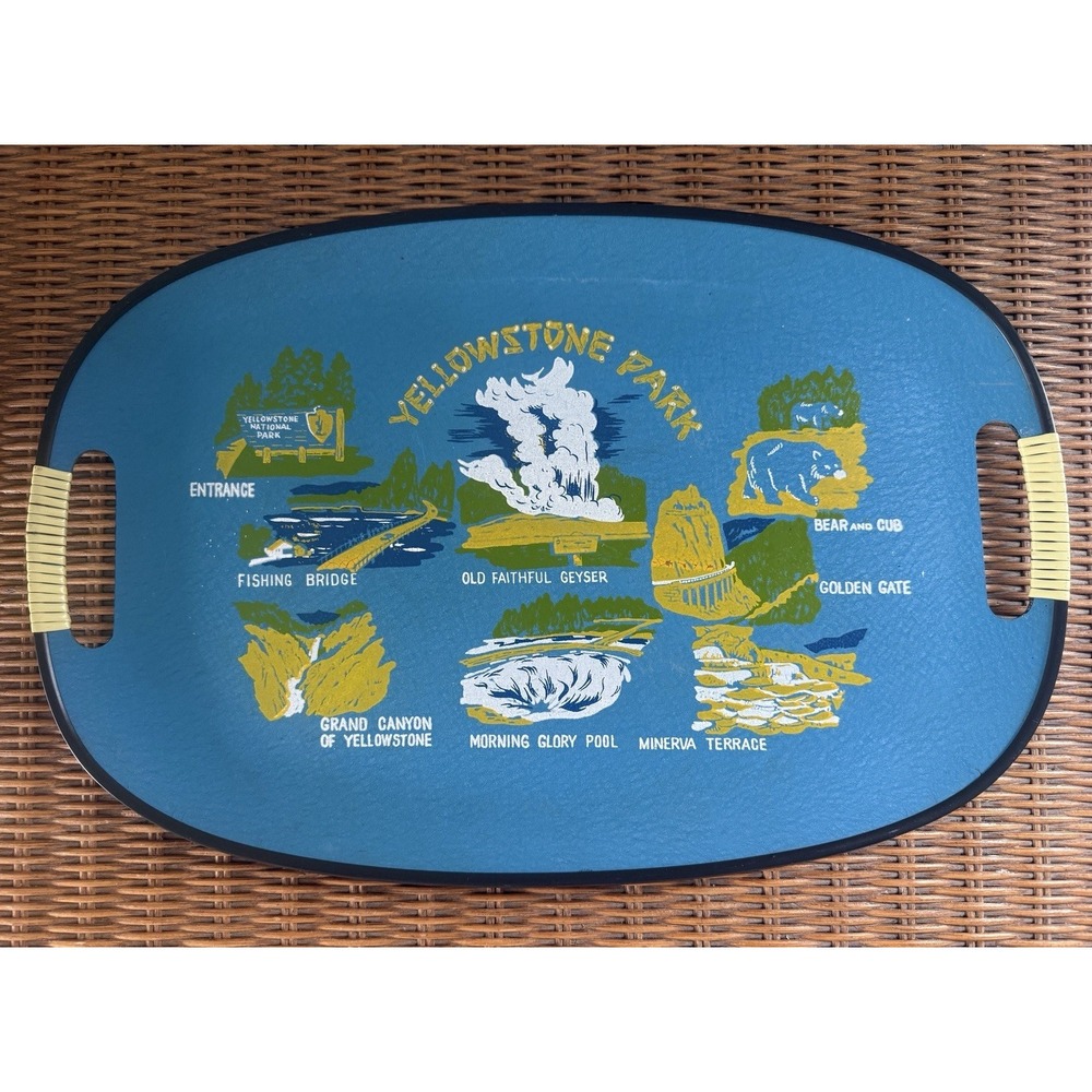 Vintage 1950s–60s Yellowstone National Park Souvenir Serving Tray – Made in...